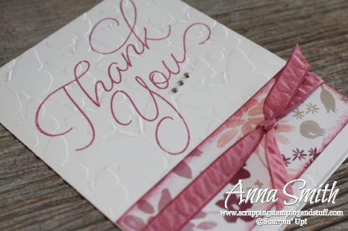 Pretty floral handmade thank you card made with the Stampin' Up! So Very Much stamp set that can be earned free during Sale-a-bration!