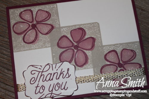 Floral thank you card made with the Stampin' Up! Fresh Fruit stamp set and the block stamping technique