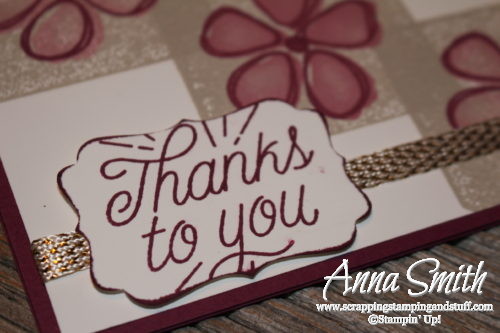 Floral thank you card made with the Stampin' Up! Fresh Fruit stamp set and the block stamping technique