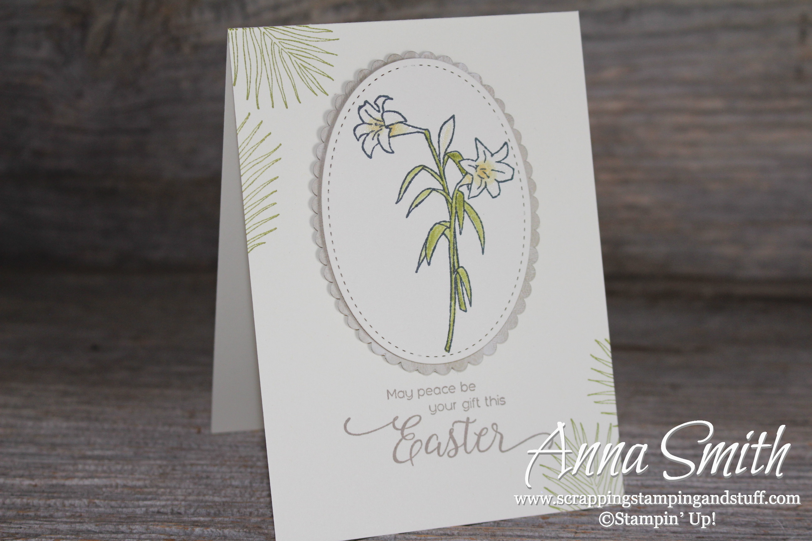 Stampin' Up! Easter card ideas - lily and palm branch card made with the Easter Message and Suite Sentiments stamp sets