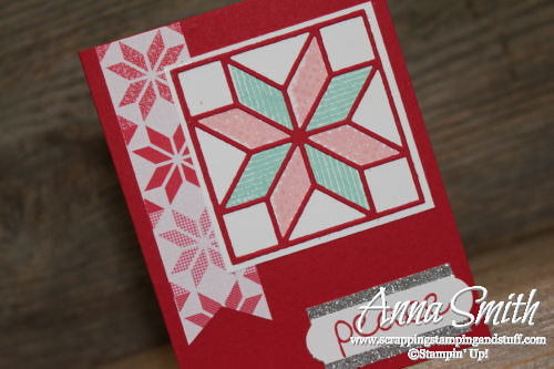 Stampin' Up! 2018 Holiday Catalog Sneak Peek! Christmas Card Idea with Christmas Quilt Stamp Set and Quilt Builder Framelits
