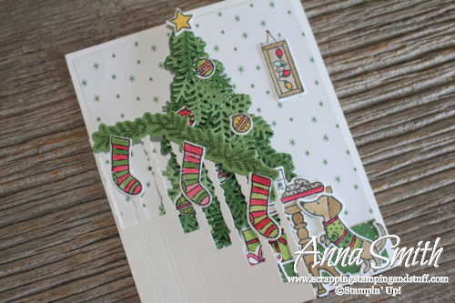 7 Days of Stampin' Up! Holiday Catalog Sneak Peeks. Trifold Christmas card idea using the Ready for Christmas stamp set and Christmas Staircase thinlits. 