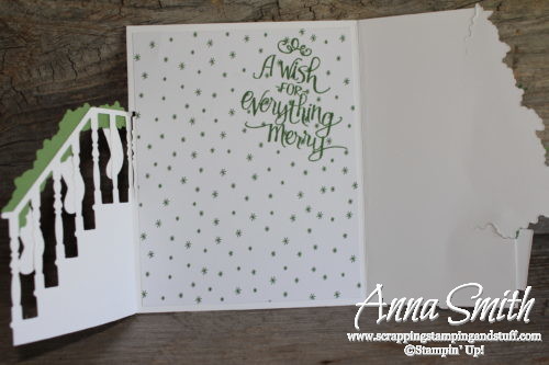 7 Days of Stampin' Up! Holiday Catalog Sneak Peeks. Trifold Christmas card idea using the Ready for Christmas stamp set and Christmas Staircase thinlits. 