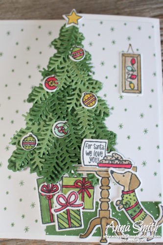 7 Days of Stampin' Up! Holiday Catalog Sneak Peeks. Trifold Christmas card idea using the Ready for Christmas stamp set and Christmas Staircase thinlits. 