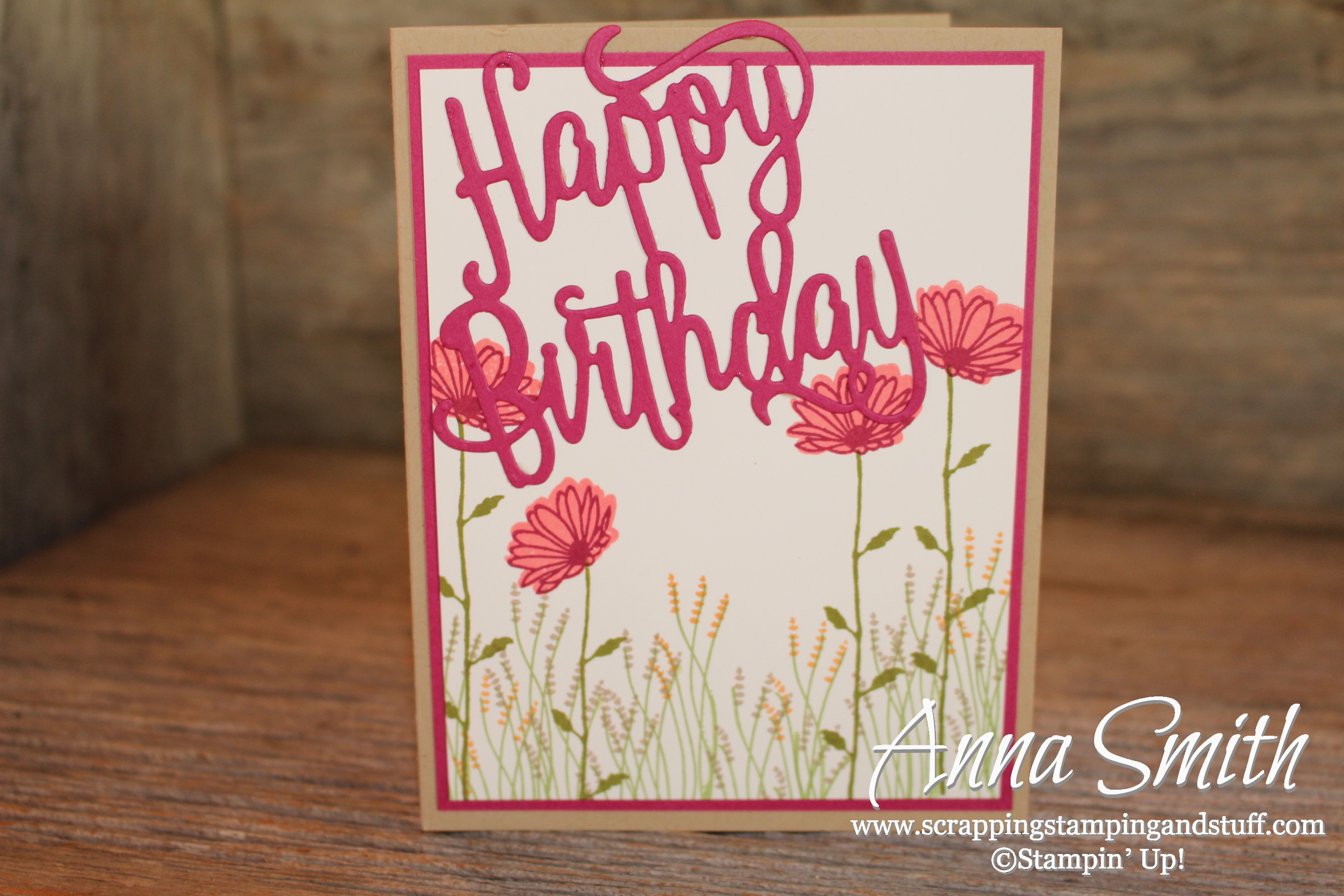 Stampin' Up! birthday card idea With Daisy Delight stamp set and Happy Birthday thinlits dies