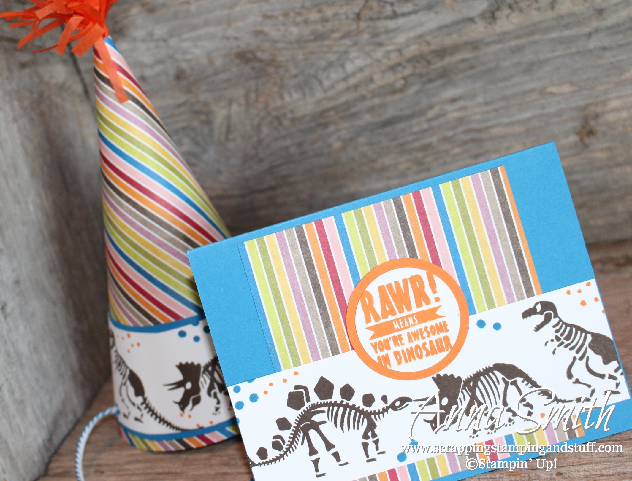 OSAT Blog Hop – Kids Dinosaur Card and Party Hat