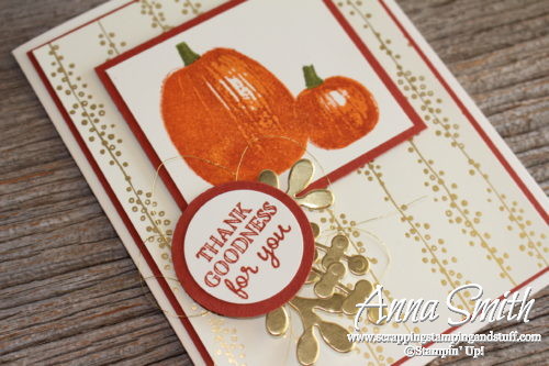 Two pumpkin card ideas made with the Stampin' Up! Gourd Goodness stamp set. One clean and simple card and one that is stepped up.
