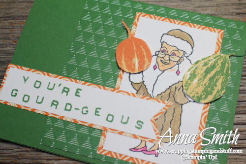 Funny fall card made with the Stampin' Up! You've Got Style and Gourd Goodness stamp sets. You're gourd-geous!