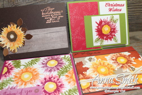 Cards for 4 occasions made with the Stampin' Up! Painted Harvest stamp set - includes fall, Christmas and thinking of you card ideas