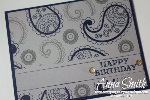Simple masculine birthday card idea using the Stampin' Up! Paisleys & Posies and Guy Greetings stamp sets