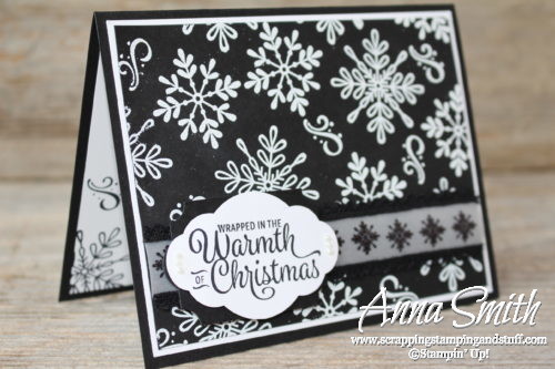 Stampin' Up! Snowflake Sentiments Black and White Christmas Card Idea from 2017 Holiday Catalog