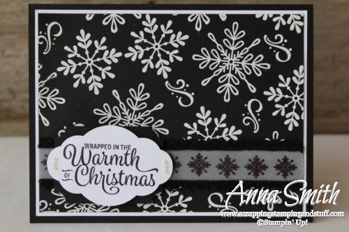 Stampin' Up! Snowflake Sentiments Black and White Christmas Card Idea from 2017 Holiday Catalog