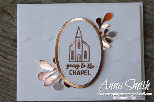 Clean and simple wedding card idea using the Stampin' Up! In the City stamp set. Going to the Chapel!