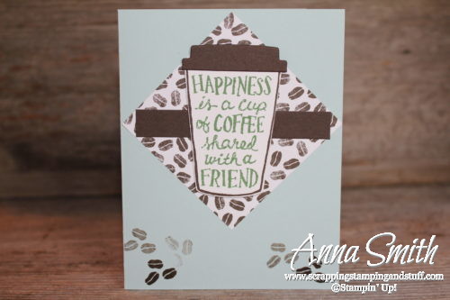 Cute friendship card idea made with the Stampin' Up! Coffee Cafe stamp set, Coffee Cups framelits, and Coffee Break designer paper!