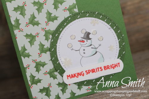 Simple Stampin' Up! Snowman Christmas Card made with the Making Christmas Bright Stamp Set and Santa's Workshop designer series paper