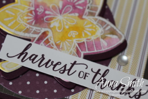 Rustic purple and woodgrain watercolor leaf fall card made with Stampin' Up! Falling For Leaves stamp set