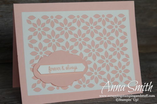 Pretty wedding or anniversary lace card made with Stampin' Up! Delightfully Detailed Paper and Itty Bitty Greetings stamp set