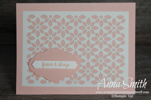Pretty wedding or anniversary lace card made with Stampin' Up! Delightfully Detailed Paper and Itty Bitty Greetings stamp set