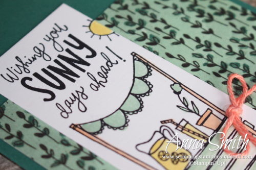 Lemonade stand!! Cheery thinking of you card made with the Stampin' Up! Sunny Days stamp set and Share What You Love designer paper