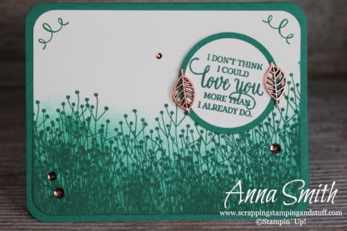 Green masculine foliage I love you card made with the Stampin' Up! Enjoy Life stamp set "I don't think I could love you more than I already do." 