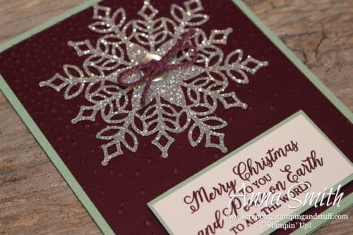 Christmas card idea made with the Stampin' Up! Snowflake Showcase - Snow Is Glistening stamp set and Snowfall thinlits