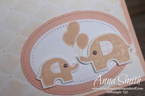 Girl's baby card idea made with the Stampin' Up! Little Elephant stamp set and Elephant Builder Punch