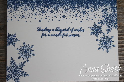 Stampin' Up! Snowflake Showcase snowflake Christmas card idea with the Snowfall thinlits and Snow is Glistening stamp set - using Brusho color crystals