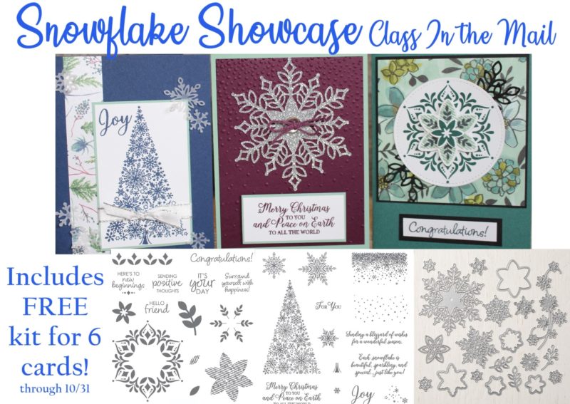 Stampin' Up! Snowflake Showcase class preorder through October 31! Includes instructions and materials to make 6 cards!