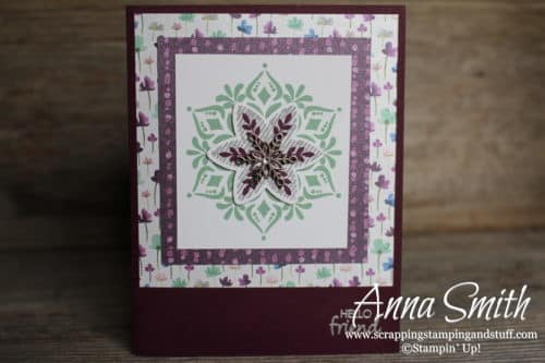 Sending positive thoughts card made with Stampin' Up! Snowflake Showcase Happiness Surrounds stamp set and Snowfall thinlits. Also uses GORGEOUS Frosted Floral paper.