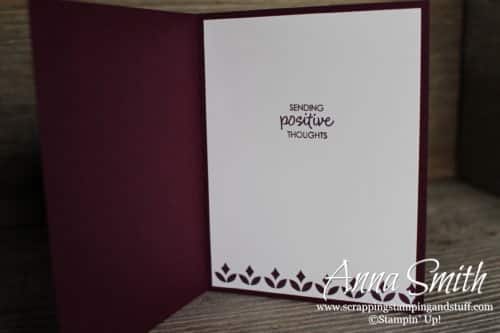 Sending positive thoughts card made with Stampin' Up! Snowflake Showcase Happiness Surrounds stamp set and Snowfall thinlits. Also uses GORGEOUS Frosted Floral paper.