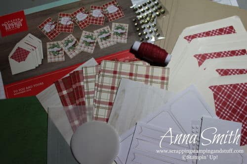 Stampin' Up! Paper Pumpkin November 2018 alternative ideas - Christmas cards, scrapbook page and farmhouse Christmas banner - To You and Yours. A craft kit in the mail!