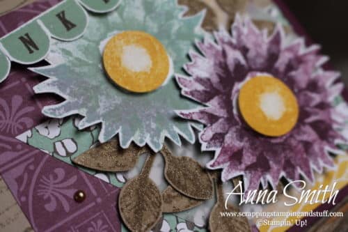 Rustic Thanksgiving thankful card idea featuring the Stampin' Up! Pick a Pennant and Painted Harvest stamp sets and Country Lane designer paper.