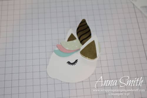 Cute unicorn card idea using the Stampin' Up! Happy Birthday thinlits and Twinkle Twinkle designer paper - unicorn punch art