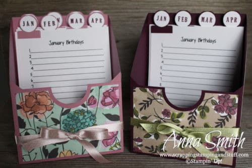 12 Days of Handmade Gift Ideas - Day 9 birthday card organizer - keep your birthdays and cards organized in one place! Stampin' Up! 3D project idea.