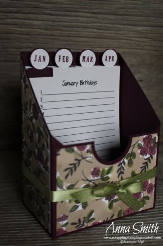 12 Days of Handmade Gift Ideas - Day 9 birthday card organizer - keep your birthdays and cards organized in one place! Stampin' Up! 3D project idea.
