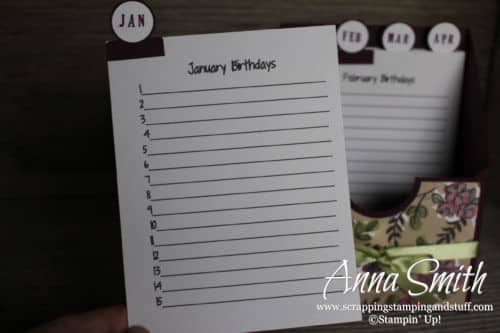 12 Days of Handmade Gift Ideas - Day 9 birthday card organizer - keep your birthdays and cards organized in one place! Stampin' Up! 3D project idea.