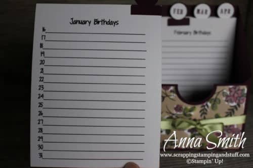 12 Days of Handmade Gift Ideas - Day 9 birthday card organizer - keep your birthdays and cards organized in one place! Stampin' Up! 3D project idea.