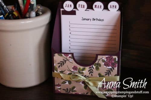 12 Days of Handmade Gift Ideas - Day 9 birthday card organizer - keep your birthdays and cards organized in one place! Stampin' Up! 3D project idea.