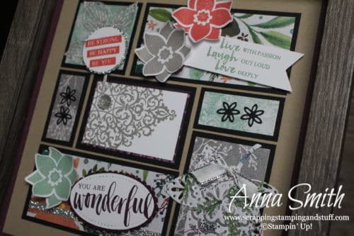 12 Days of Handmade Gift Ideas - Day 10 Shadow Box Sampler featuring Stampin' Up! products, Frosted Floral paper, Rooted in Nature stamp set, and Nature's Roots thinlits