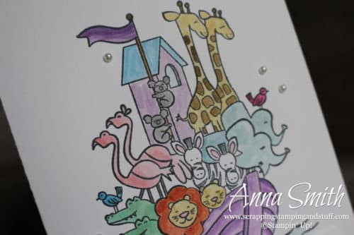 2019 Occasions Catalog Sneak Peek! Adorable Noah's ark card made with the Stampin' Up! Perfectly Paired stamp set. Would be perfect for baby or children's cards!