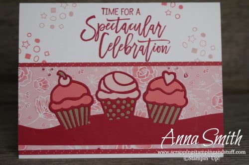 Cute cupcake card idea made with the Stampin' Up! Birthday Cheer stamp set and Detailed Birthday Edgelits dies.