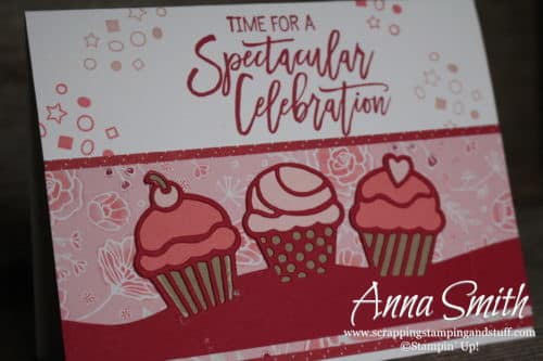 Cute cupcake card idea made with the Stampin' Up! Birthday Cheer stamp set and Detailed Birthday Edgelits dies.