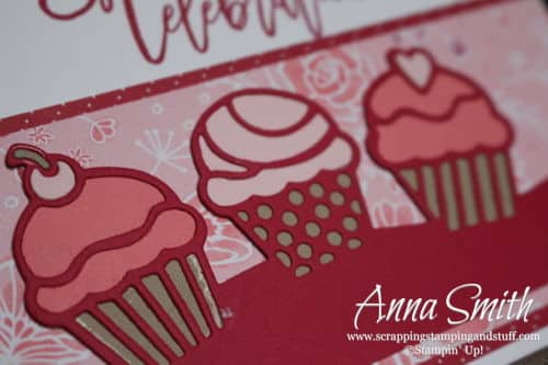 Cute cupcake card idea made with the Stampin' Up! Birthday Cheer stamp set and Detailed Birthday Edgelits dies.