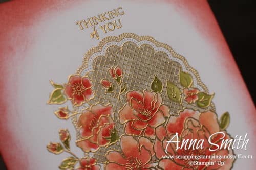 2019 Sale-a-bration free item option - the Stampin' Up! Lovely Lattice stamp set. Here's a pretty Thinking of You Card. Free tutorial available along with many more!