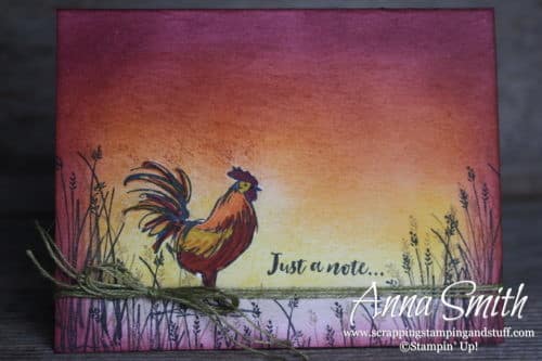 Sale-a-bration 2019 free item option - Stampin' Up! Home to Roost stamp set. Love this rooster! Just because card idea.
