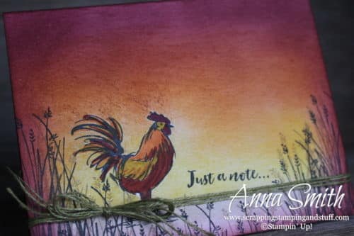 Sale-a-bration 2019 free item option - Stampin' Up! Home to Roost stamp set. Love this rooster! Just because card idea.