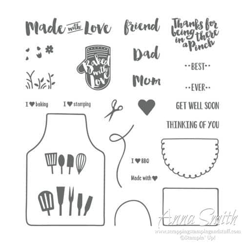 Cute thank you card idea made with the Stampin' Up! Apron of Love stamp set. Cooking, baking card idea with an apron. 