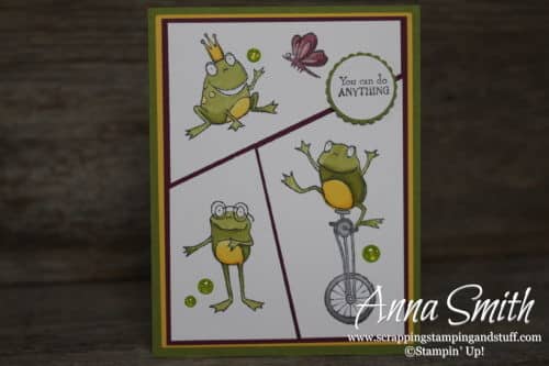 2019 Sale-a-bration free item option - the Stampin' Up! So Hoppy Together stamp set! Cute frog card idea!