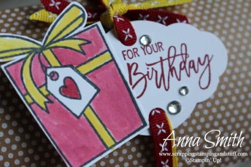 Cute packaging idea using pillow boxes and the Stampin' Up! Birthday Cheer stamp set