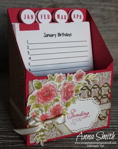 Beautiful Stampin' Up! Climbing Roses card and birthday card organizer set. Includes photo tutorial for the card organizer!